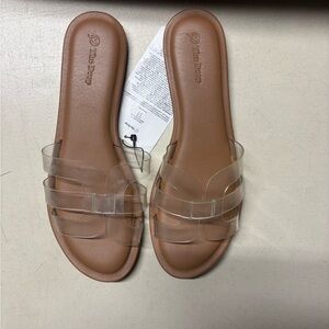 The Drop Women’s Clear See Through Slip On Sandals Flats Size 11